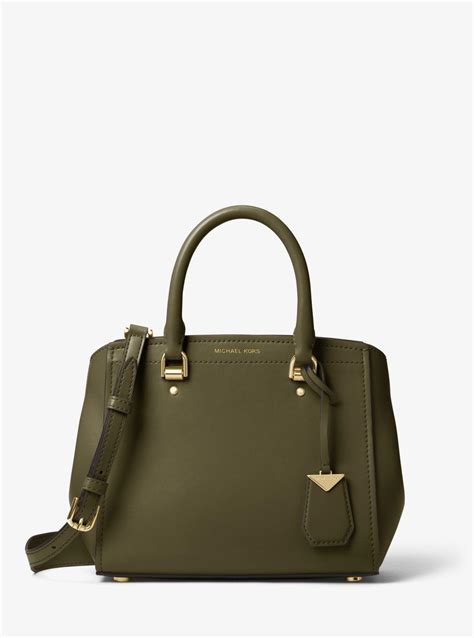 michael kors benning medium green mk logo satchel|michael kors satchels.